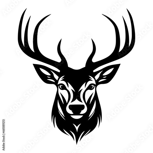  Vector illustration of deer head  snow deer with antlers vector illustrated logo style face head