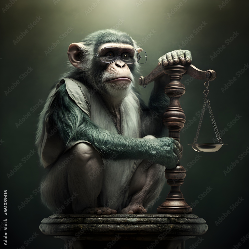 scopes monkey law wallpaper illustration  - obrazy, fototapety, plakaty 