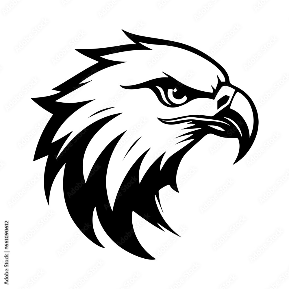 Naklejka premium the silhouette of an eagle's head that has a simple but very clear shape depicts that it's an eagle's head