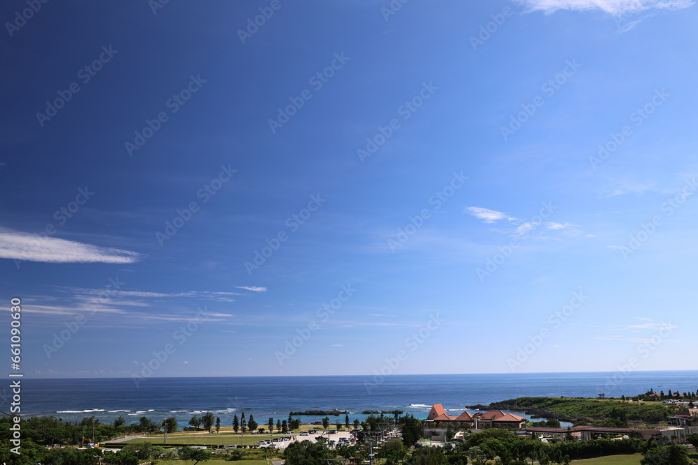 高台から見た沖縄、宮古島の海