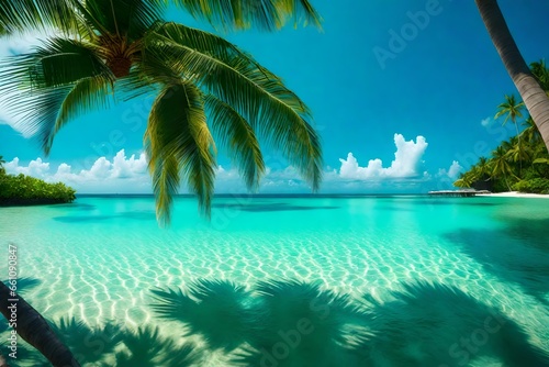 Beautiful tropical beach with coconut palm trees  © Malaika