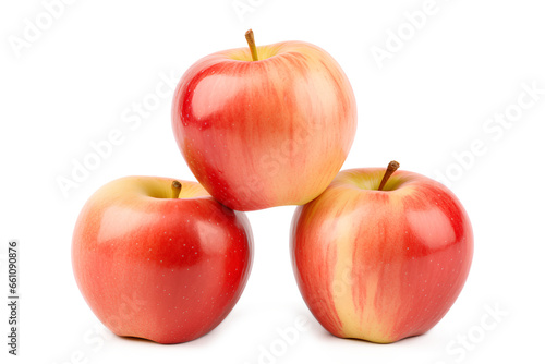 Three overlapping Honeycrisp apples isolated on a transparent background, Generative AI