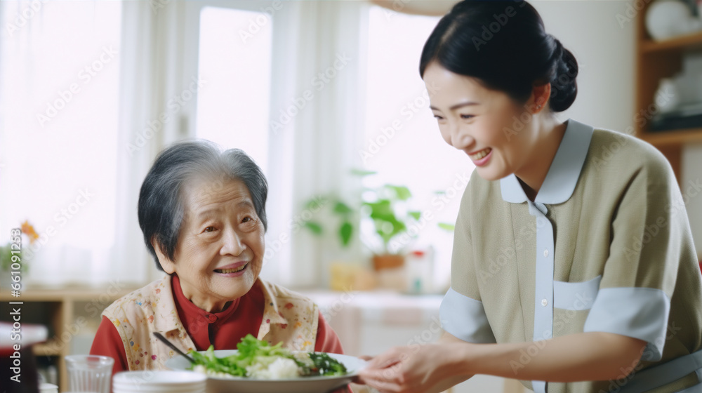 Meal Preparation: A caregiver assists in preparing a meal with an elderly person Meal Preparation: A caregiver assists in preparing a meal with an elderly person