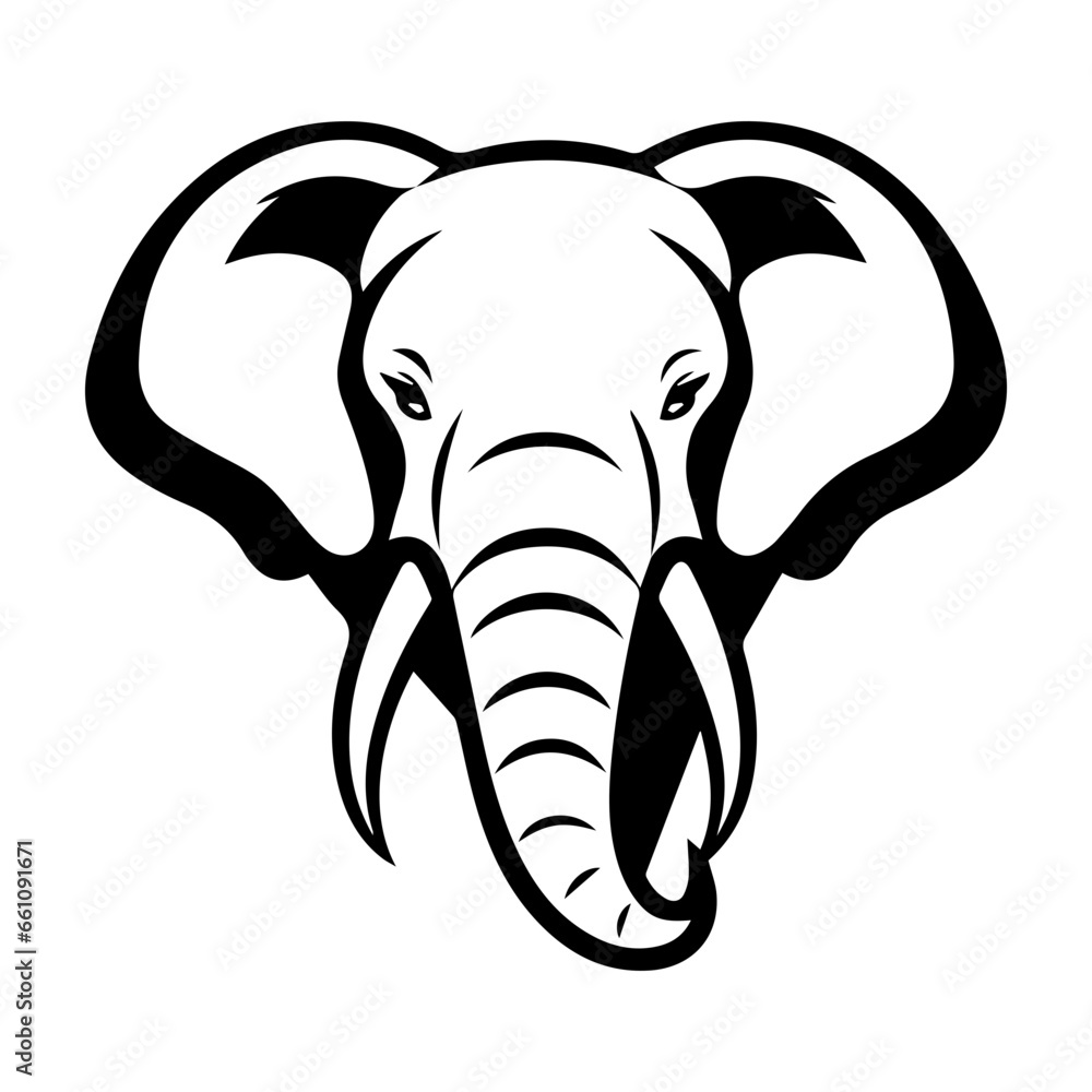 elephant head silhouette. Vector illustration.
