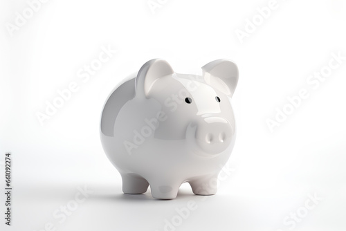 The white piggy bank isolated on a white background  Generative AI