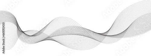 Abstract wavy grey stream element for design on transparent background isolated. frequency sound wave lines, technology, data science, business wave line background. Vector illustration.