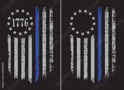 Thin Blue Line 1776 Betsy Ross Flag Design