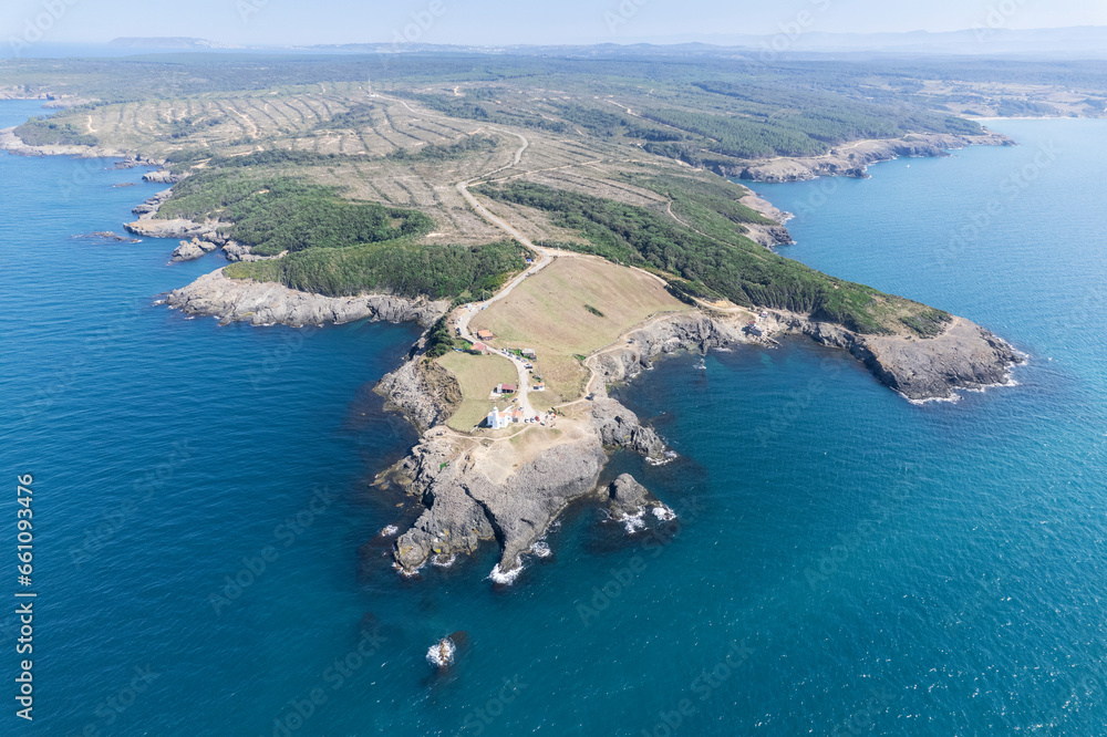 Hamsilos Coast and Inceburun Lighthouse Drone Photo, Sinop Turkiye