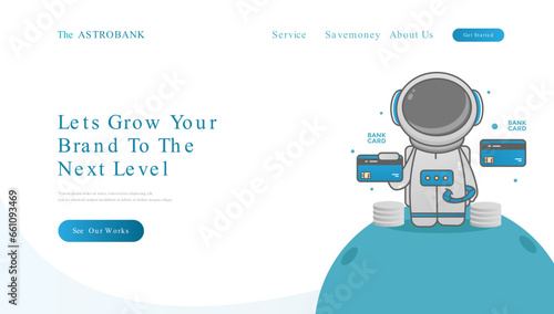 landing page astronaut with bank card
