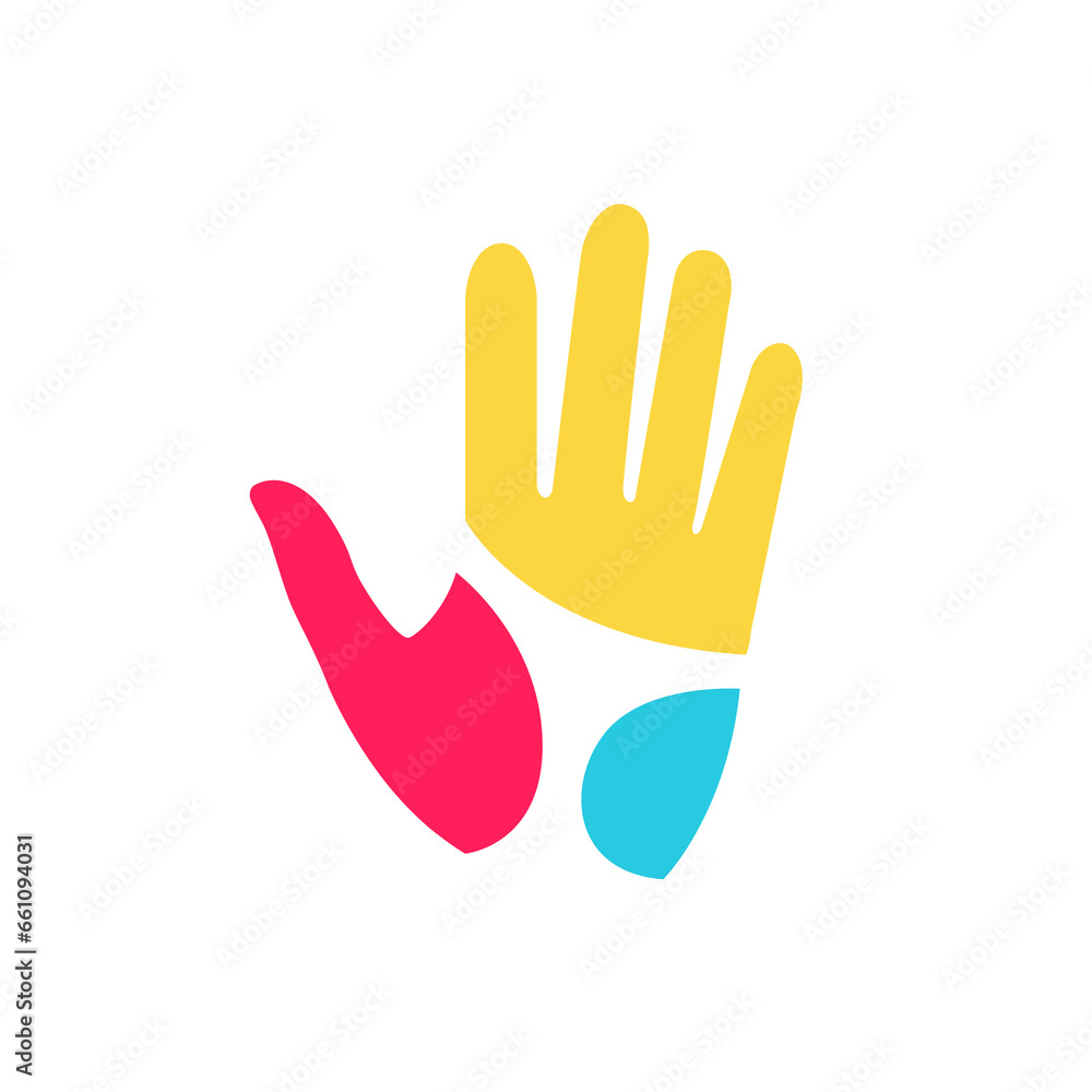 Fototapeta premium hand waving modern colorful abstract style simple flat logo design vector icon illustration
