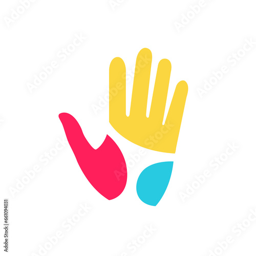 hand waving modern colorful abstract style simple flat logo design vector icon illustration