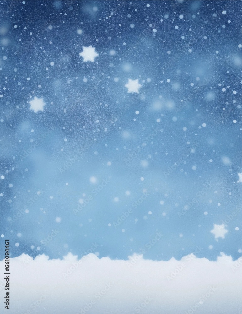 Fototapeta premium falling snowflakes, bokeh snowflakes on blue background illustration