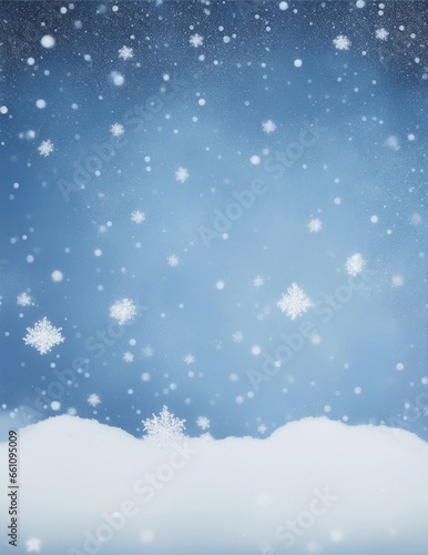 falling snowflakes, bokeh snowflakes on blue background illustration