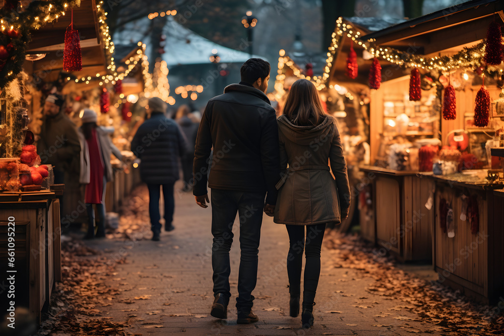 Romantic stroll through a Christmas market