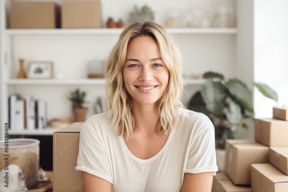 young woman happy expression at new home. young woman happy expression at new home.