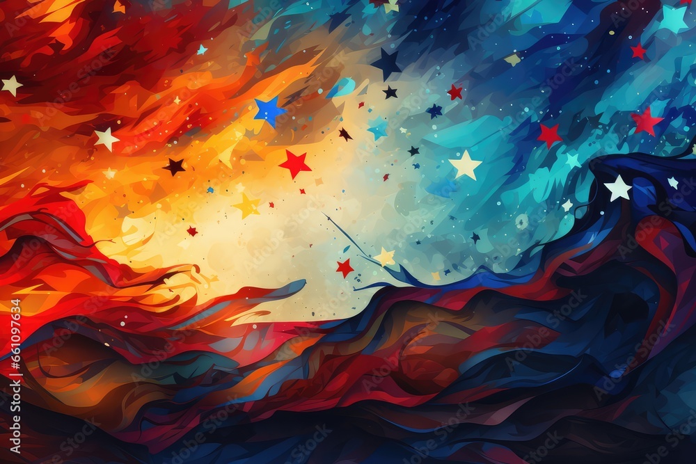 Colorful abstract background with stars and clouds. Abstract background for Bill of Rights Day
