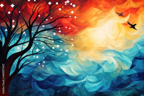 Abstract background with tree and birds. Abstract background for Bill of Rights Day