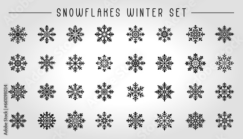 Schneeflocken Winter Set Schnee Vektor Symbole