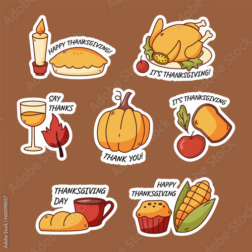 Hand drawn Thanksgiving dinner sticker