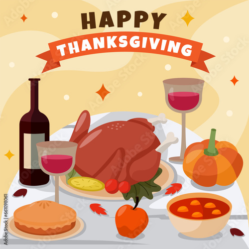 Family dinner celebrating Thanksgiving background