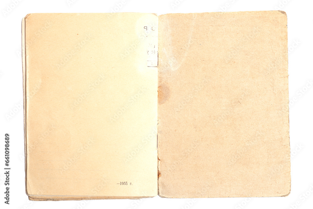 old document cover from 1955 isolated on white background
