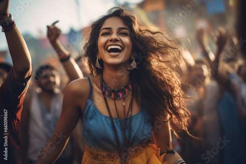 young woman happy expression in a party enjoying .  © kues1