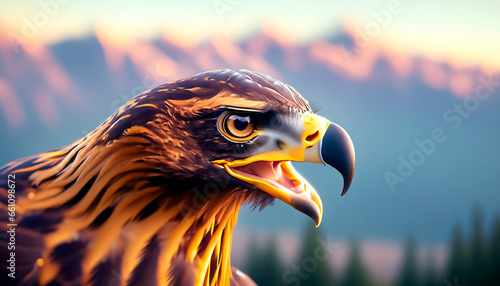 Águila real observando a su presa