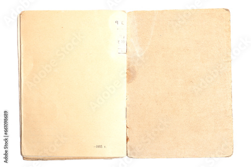 old document cover from 1955 isolated on white background
