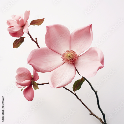 pink orchid flower with white solid background 