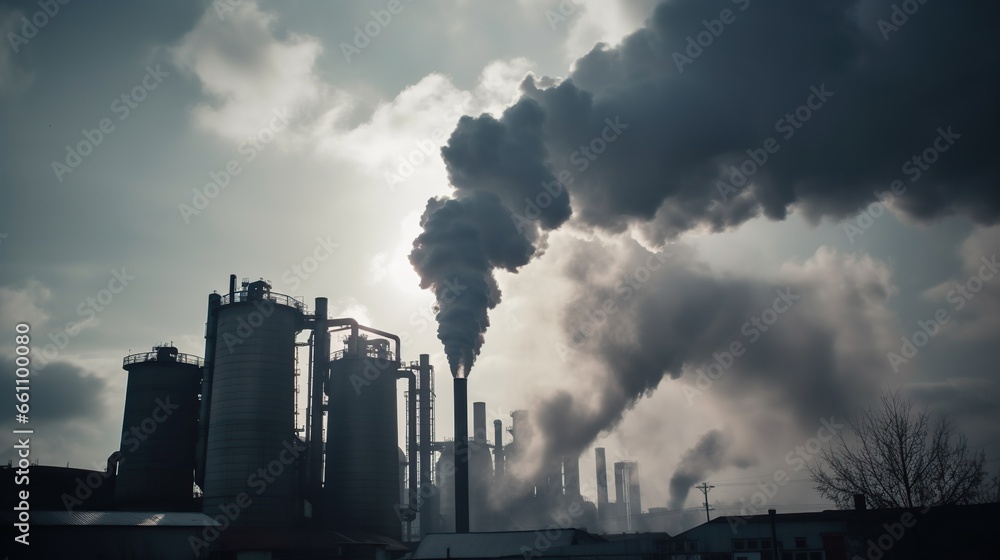 Illustration of the negative impact of manufacturing factory in big city. Air pollution environmental problems. Global warming effect. Outdoor industrial background. Illustration of the negative impact of manufacturing factory in big city. Air pollution environmental problems. Global warming effect. Outdoor industrial background.