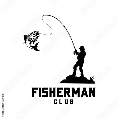 fisherman catching the big bass fish