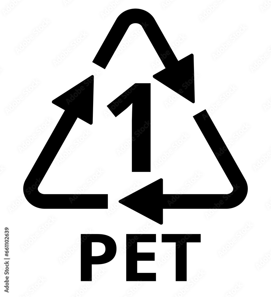 PET symbol illustration, black on white background PET symbol illustration, black on white background