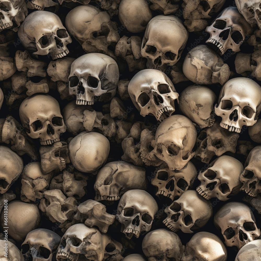 Lots of human skulls, seamless