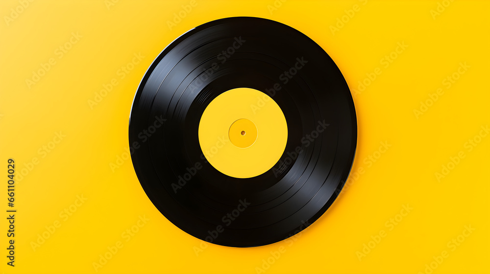 Yellow vinyl record with yellow background Yellow vinyl record with yellow background