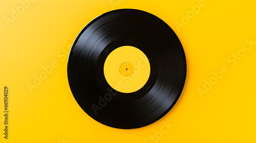 Yellow vinyl record with yellow background