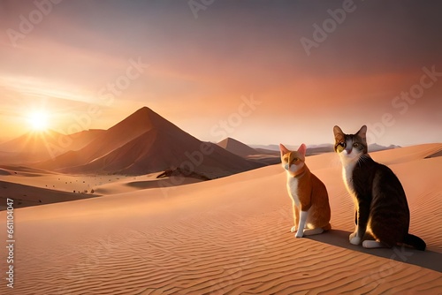 couple of cats in the desert