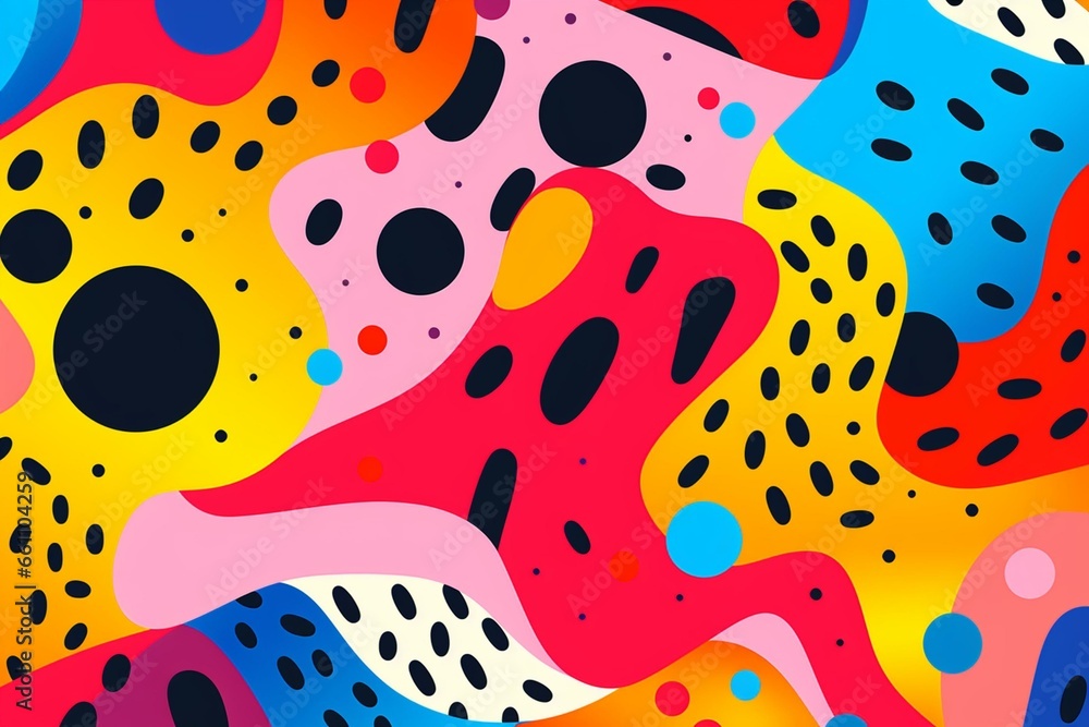 Vibrant abstract wallpaper inspired by the Memphis style. Generative AI