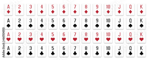 Poker cards full deck. Playing cards. Vector illustrator.
