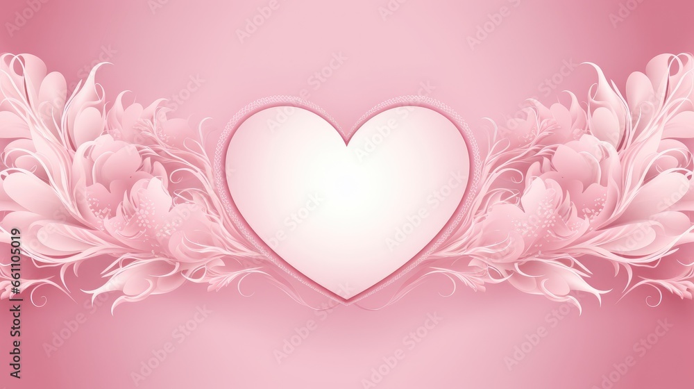 Banner with heart on light pink background Banner with heart on light pink background
