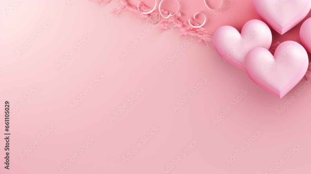 Banner with heart on light pink background