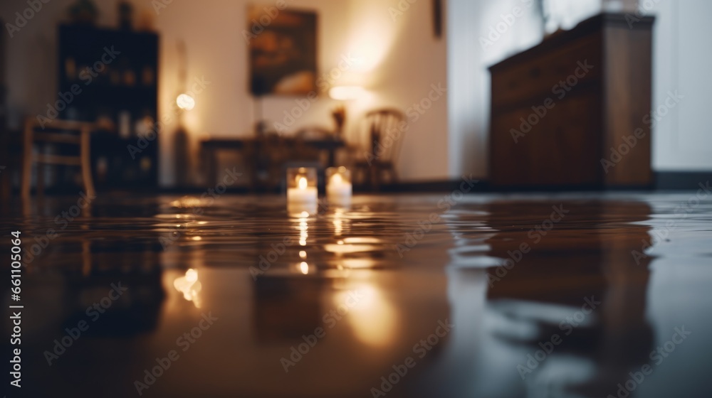 Flooding in the house interior, insurance case.