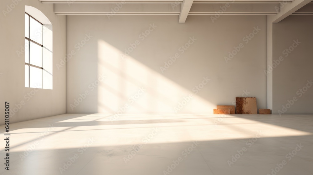 Fototapeta premium Modern studio background, empty space white interior.