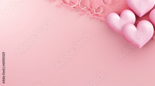 Banner with heart on light pink background © Praphan