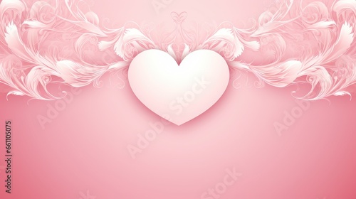 Banner with heart on light pink background