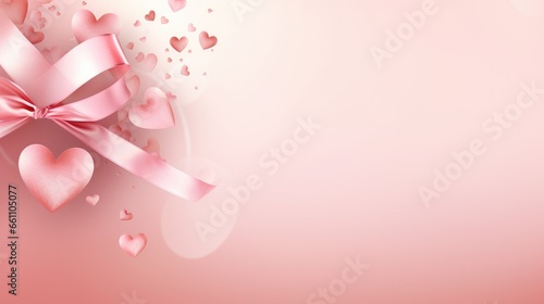 Banner with heart on light pink background © Praphan