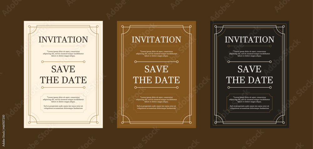 Luxury vintage golden vector invitation card template. wedding invitation - obrazy, fototapety, plakaty 