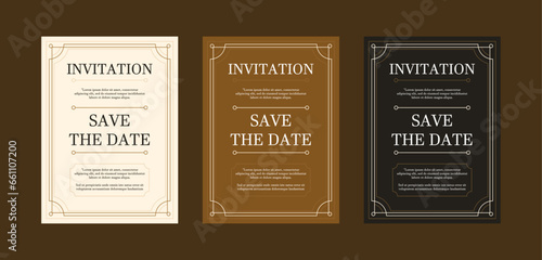 Luxury vintage golden vector invitation card template. wedding invitation
