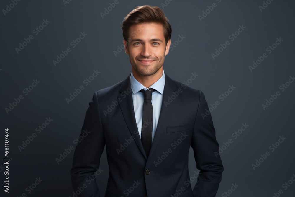 Happy young man using laptop computer on isolated background Happy young man using laptop computer on isolated background
