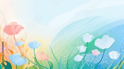 Abstract art luxury minimal style wallpaper with spring flower and leaves  background for banner  poster  web packaging  Generative AI