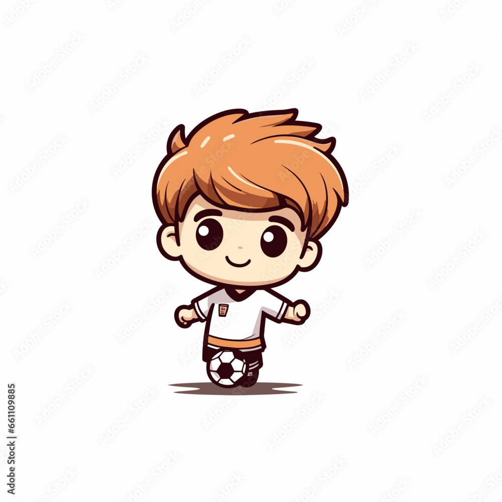 Soccer player hand-drawn comic illustration. Football player. Vector doodle style cartoon illustration